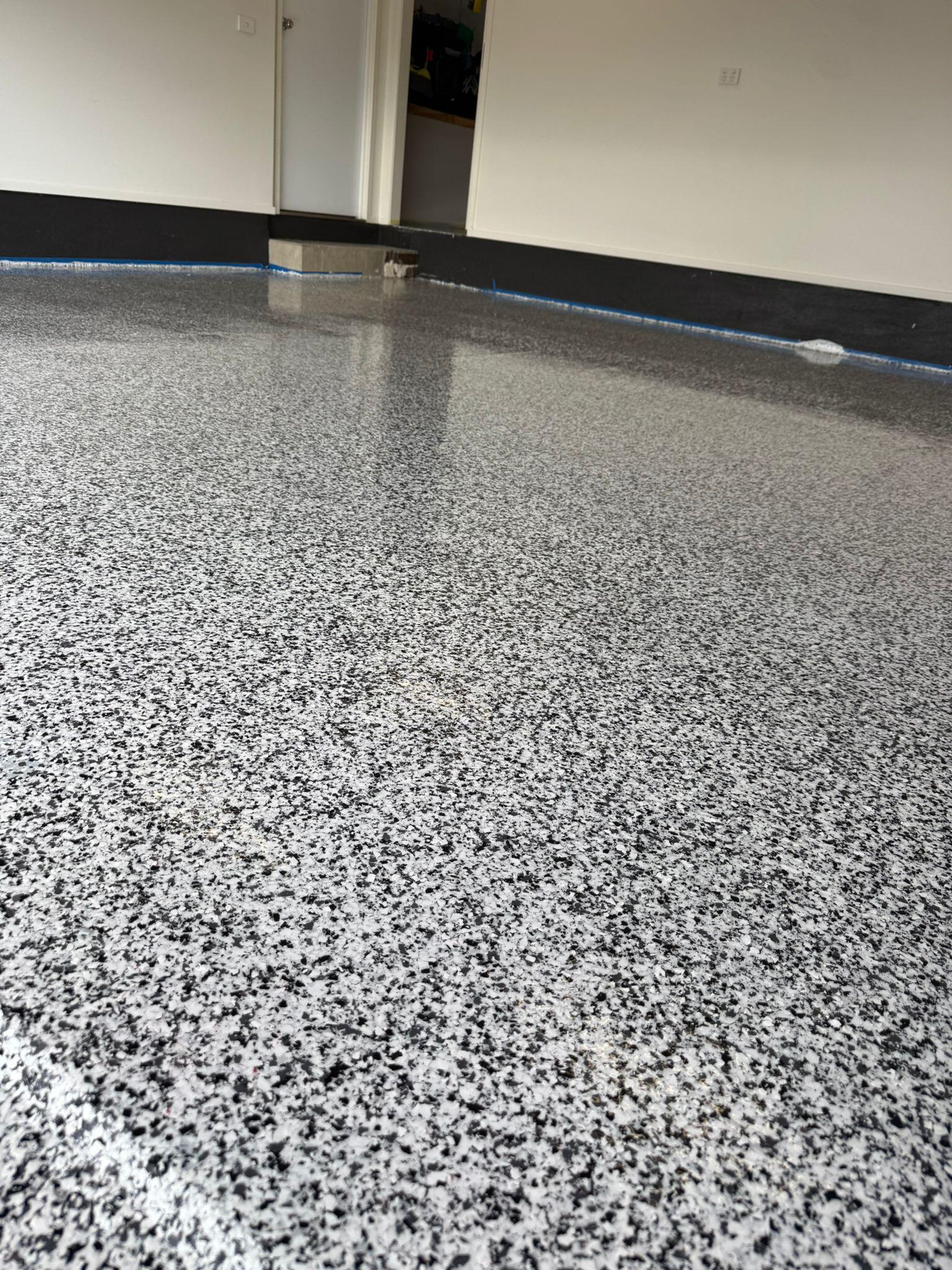 Flake epoxy garage floor